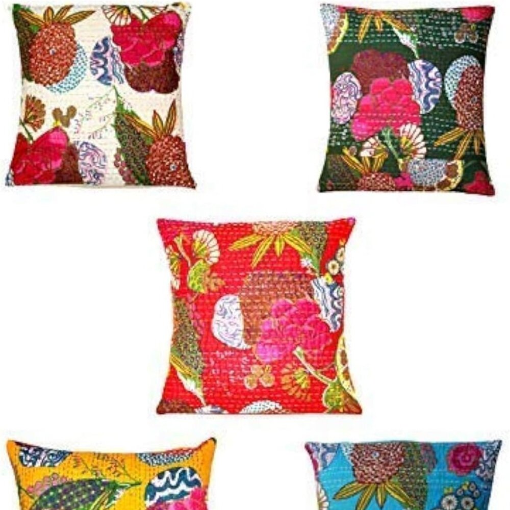 Kantha Throw Pillow Covers 16" x 16" Cotton Envelope Opening Choose One KP2.